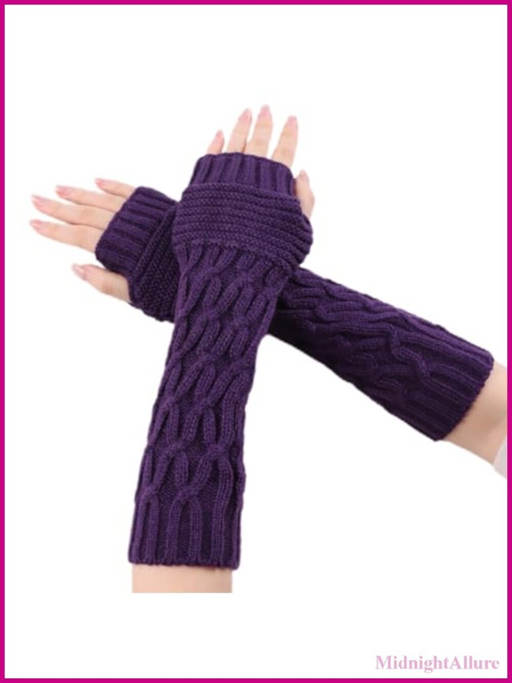 Womens Acrylic Fingerless Arm Warmers Long Knit Winter Gloves